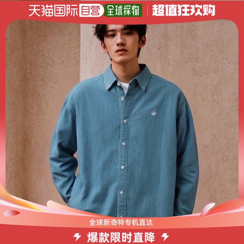 日本直邮beverly hills polo club男女同款长袖衬衫 刺绣一点设计