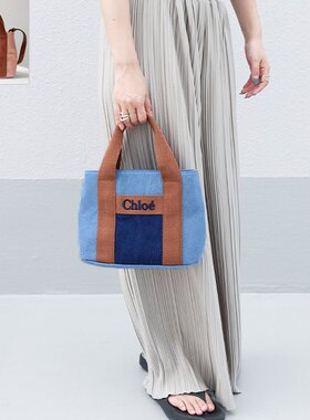 日本直邮Chloe 灯芯绒徽标单肩包迷你牛仔棉C20274