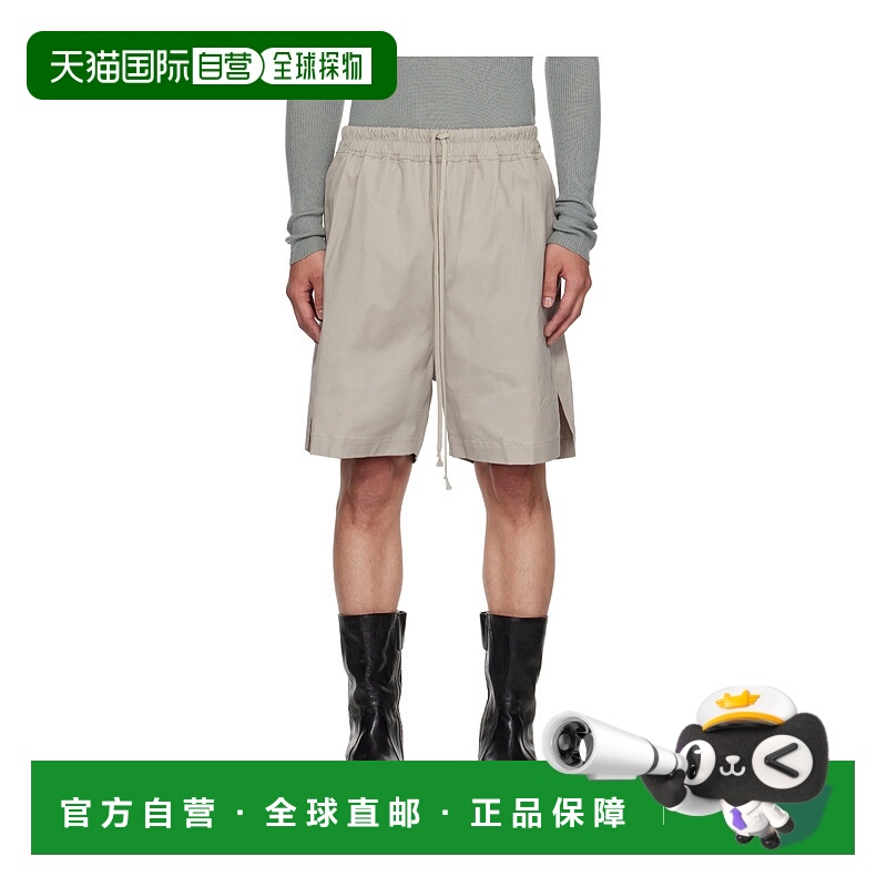 1h可退 香港直邮RICK OWENS 男士短裤 RU02E1397TE08 AW2025 灰色