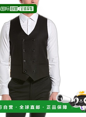 自营 paisley & gray佩斯利和灰色马里波恩修身双排扣马甲 - 黑色