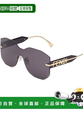 欧洲直邮Fendi芬迪女士眼镜侧面logo标志黑色金属无边框徽标墨镜