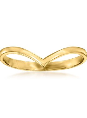 【美国奥莱】直发 Ross-Simons 14kt 黄金 V 形戒指 - 黄色
