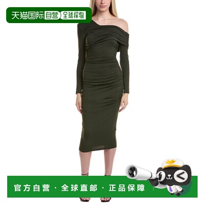 自营susana monaco Off-Shoulder Midi Dress - green 美国奥莱直