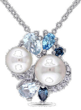 自营mimi & max伦敦、瑞士和天蓝色托帕石和创造的白色蓝宝石和白