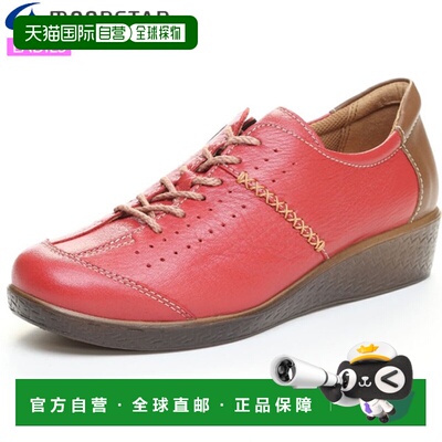 日本直邮MOONSTAR 女士 SP2401 运动休闲鞋 红色 本革舒适鞋