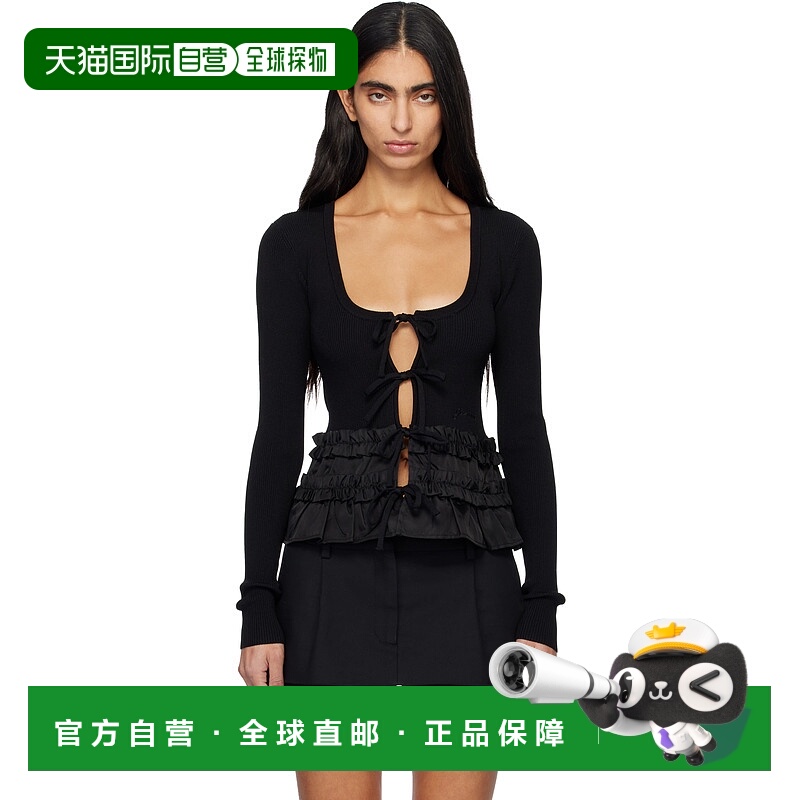 1h可退 香港直邮潮奢 GANNI 甘尼 女士 黑色 Melange Knit 开衫 K