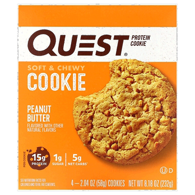 香港直邮Quest Nutrition,蛋白质曲奇，花生酱，4 包，每包 2.04