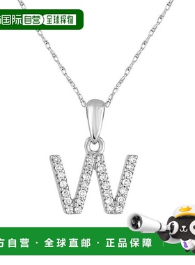 自营 sabrina14k 白金和钻石初始项链 - 白色 w 美国奥莱直发饰品