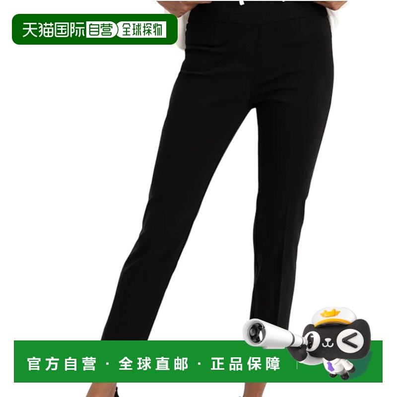 自营renuarCigarette Style Woven Ankle Pants In Black - black