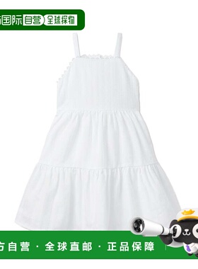 自营janie and jack珍妮和杰克条纹分层连衣裙-白色 美国奥莱直发