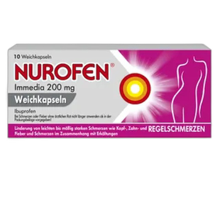 欧洲直邮德国NUROFEN布诺芬止痛胶囊10粒头痛退烧效期至26年7月