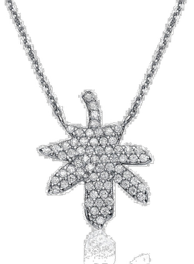 自营 geneviveGv 纯银白色方晶锆石枫叶吊坠 - 银 美国奥莱直发