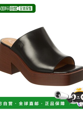自营tod'sTODS橡胶皮革厚底凉鞋-黑色 美国奥莱直发