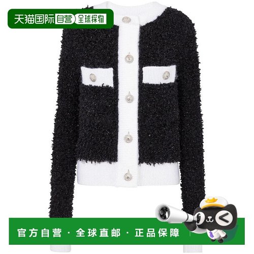 香港直邮BALMAIN 女士针织衫 BF0KL125KF19EER SS2025 黑色 Butto