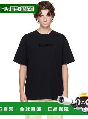 1h可退 香港直邮潮奢 J.W. Anderson 男士 黑色徽标刺绣 T 恤 JT0