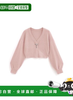 日本直邮日潮 GRL珠饰蝴蝶结短款针织开衫k9380f