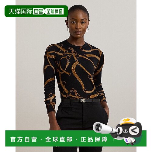自营欧洲直邮RalphLauren拉夫劳伦 Lauren带状图案棉混纺套衫