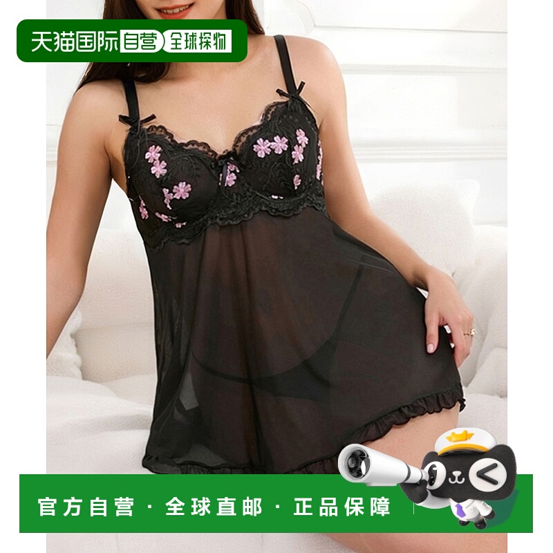 1h可退 日本直邮Diable baiser 女士刺绣蕾丝吊带睡衣套装（含Tバ