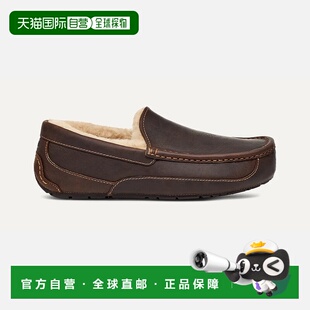 自营欧洲直邮UGG Ascot男士棕褐色拖鞋羊毛一脚蹬豆豆鞋