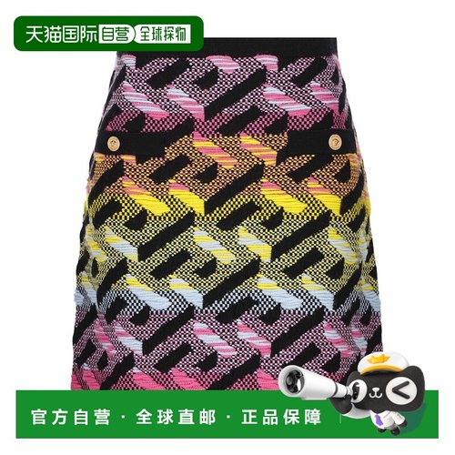 香港直邮Versace 多色 Greca 针织迷你裙 10030531A04063半身裙