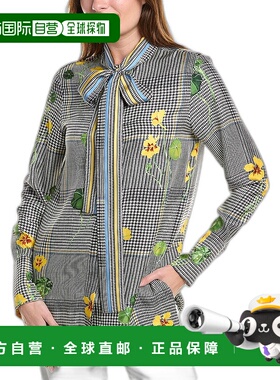 自营Oscar de la Renta Nasturtium Plaid Silk Twill Tie Shirt