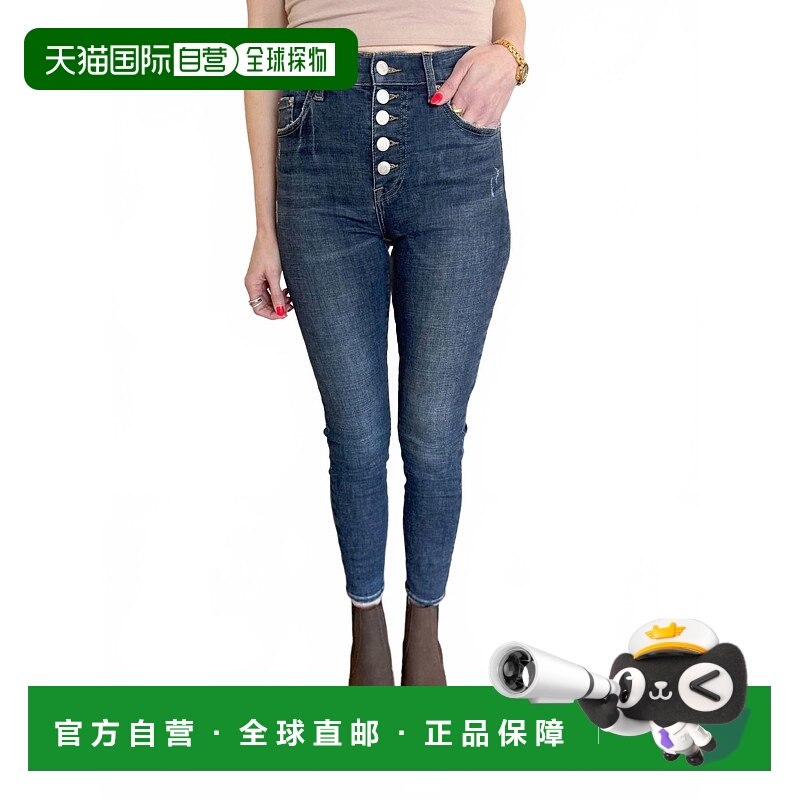 自营 pistola蕾丝高腰深色水洗牛仔裤-深色水洗 美国奥莱直发