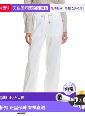 自营Theory Pull On Linen-Blend Pant - white 美国奥莱直发