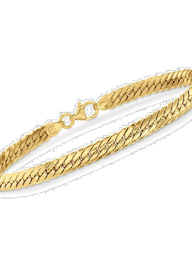 自营 Ross-Simons 意大利 18 克拉黄金古巴链手链 8 英寸 美国奥