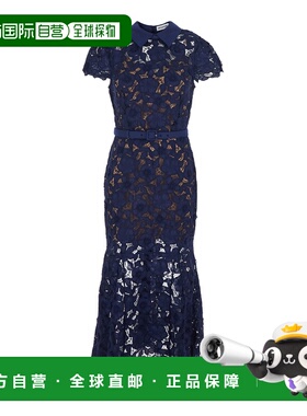 1h可退 香港直邮Self-Portrait 女士 'Guipure' Dress 蓝色长款蕾