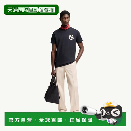 自营欧洲直邮MONCLER盟可睐 男士藏青色棉质monogram T恤短袖