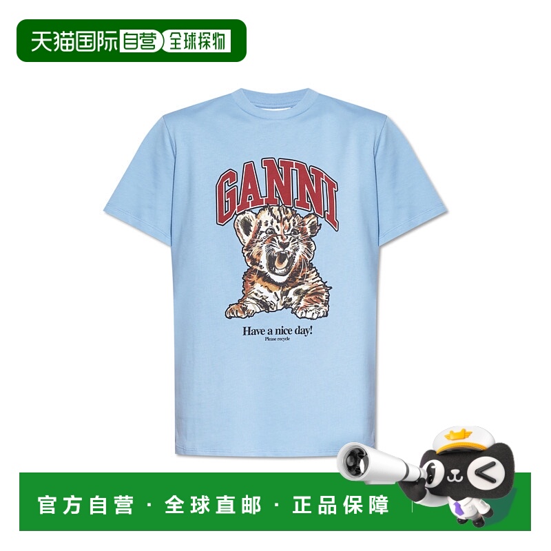 1h可退 香港直邮GANNI 女士T恤 T40073575745 SS2026 蓝色 T-SHIR