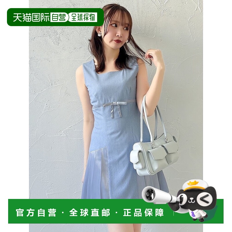 1h可退 日本直邮dazzlin 女装 A字迷你裙 立体侧褶设计 闪亮线条