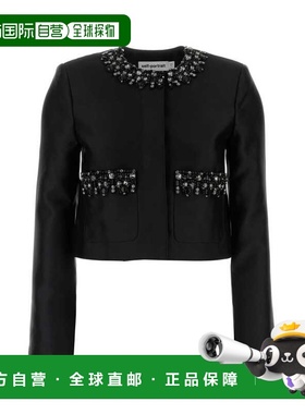 1h可退 香港直邮Self-Portrait 女士 黑色塔夫绸西装外套 AW25061