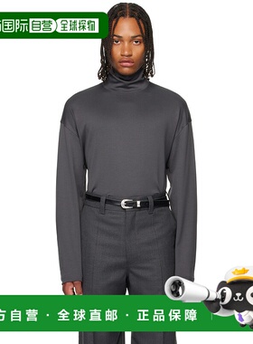 1h可退 香港直邮Lemaire 男士 灰色 Relaxed Mock Neck T 恤 TO14