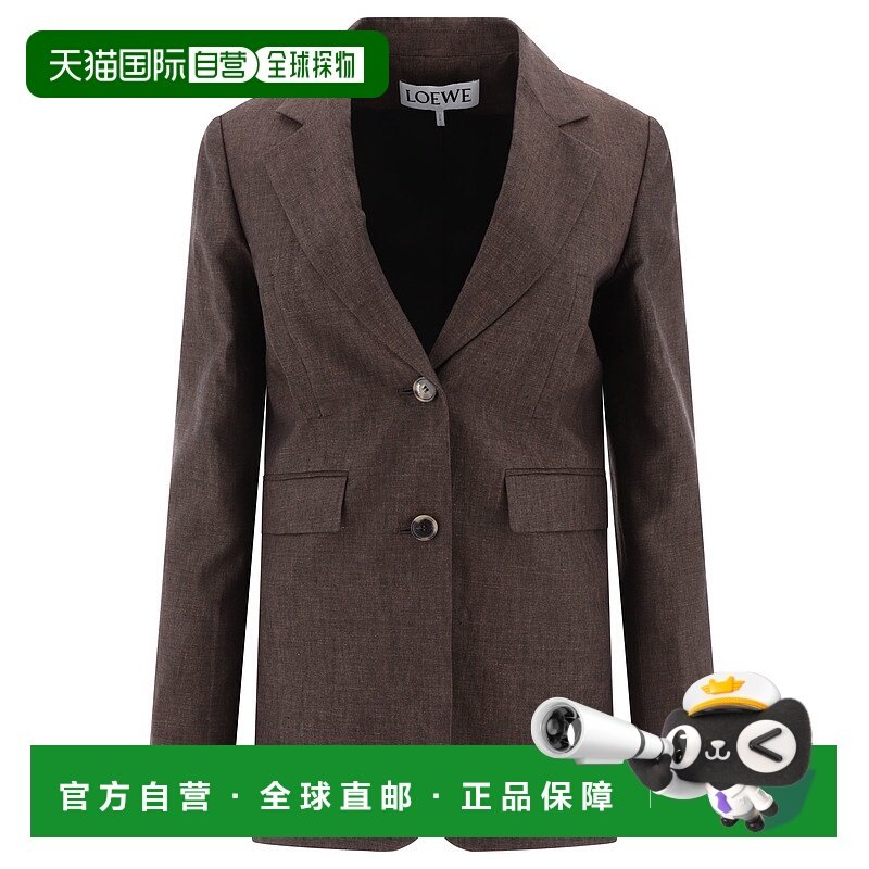 香港直邮LOEWE 女士西服 S540Y03XA23110 SS2025 棕色 Linen blaz