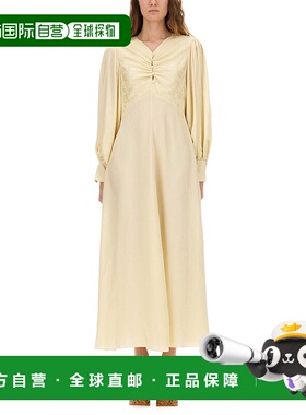 香港直邮CHLOÉ 女士连衣裙 25ARO31115753 CO 黄色 RUCHED SILK D