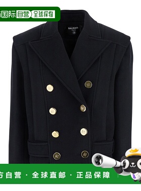 1h可退 香港直邮Balmain 巴尔曼 女士 Lapels 黑色宽松金属感徽标