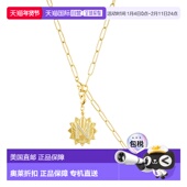 adornia14k gold 镀金可调节回形针套索 带水晶首字母徽章