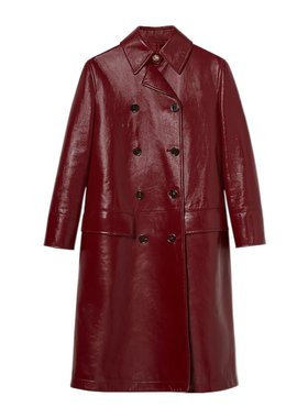 GUCCI 女士外套 830132XNA6G6207 SS2025 红色 亮皮双排扣大衣