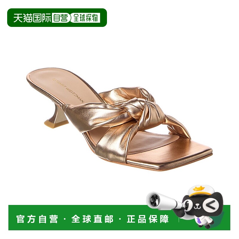 自营Stuart Weitzman PLAYA Knot皮革凉鞋-金色高跟 美国直发奥莱