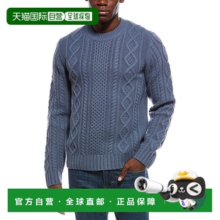 Wool Cable Crewneck Sweater 美国奥莱直 自营Vince blue Aran