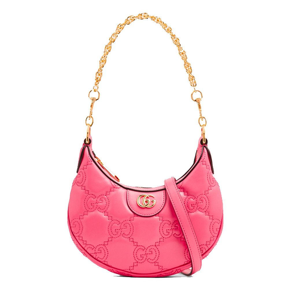 Gucci古驰女士 RHODAMINE PINK LEATHER MATELASSE' MINI GG