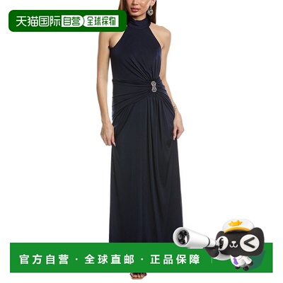 自营Eliza J Gathered Halter Gown - blue 美国奥莱直发
