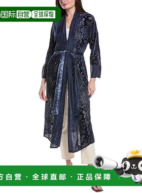 自营Johnny Was Izzy烧坏丝绒混纺和服-蓝色 美国奥莱直发外套