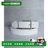 日本直邮florge 男女通用可剪长度哑光银色扣头仿皮粗腰带 FL8218