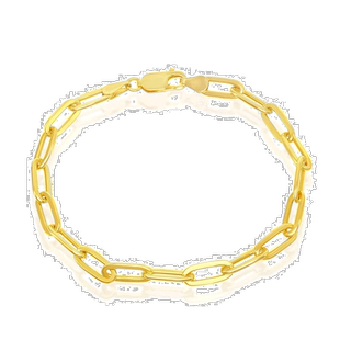 自营 simona纯银 4 毫米回形针手链 - 镀金 - 镀金 8 英寸手链 美