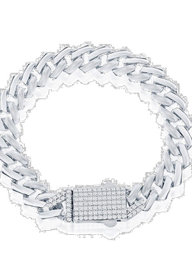 自营 simona9 毫米纯银摩纳哥手链配微密镶 CZ 锁 - 银白色 美国