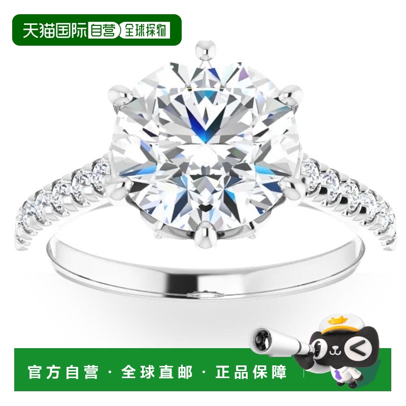 自营 pompeii33.40 克拉圆形钻石订婚戒指,实验室制造,白金或黄