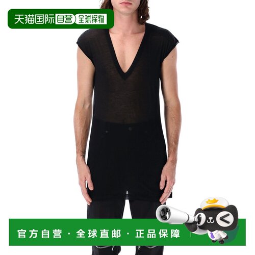 香港直邮RICK OWENS 男士背心 RU01F2233UC09 SS2026 黑色 V领背