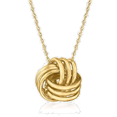自营Ross-Simons 14kt 黄金爱心结吊坠项链 - 18 英寸 美国奥莱直